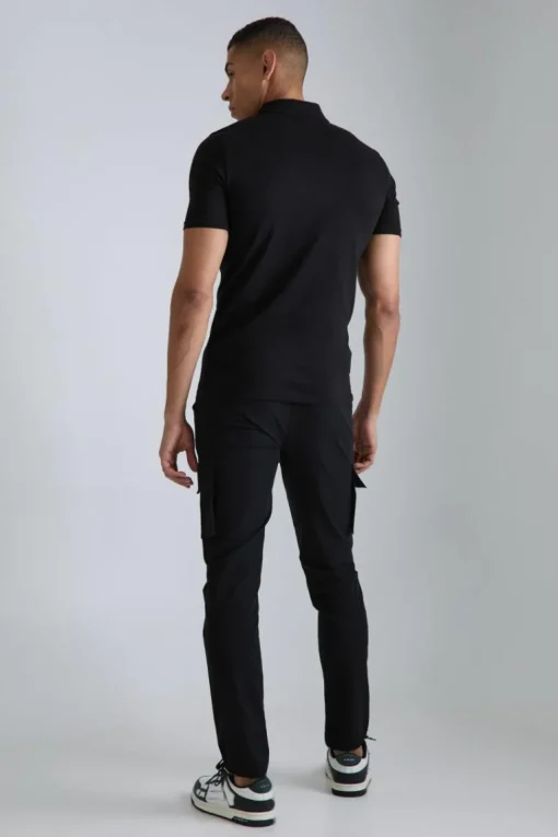 Elasticated Waist Technical Stretch Skinny Cargo Trouser