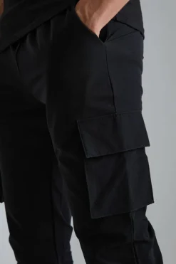Elasticated Waist Technical Stretch Skinny Cargo Trouser