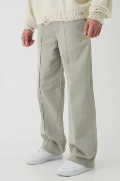 Elasticated Waist Wide Leg Pintuck Chino Trousers