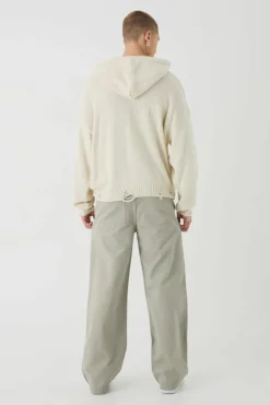 Elasticated Waist Wide Leg Pintuck Chino Trousers