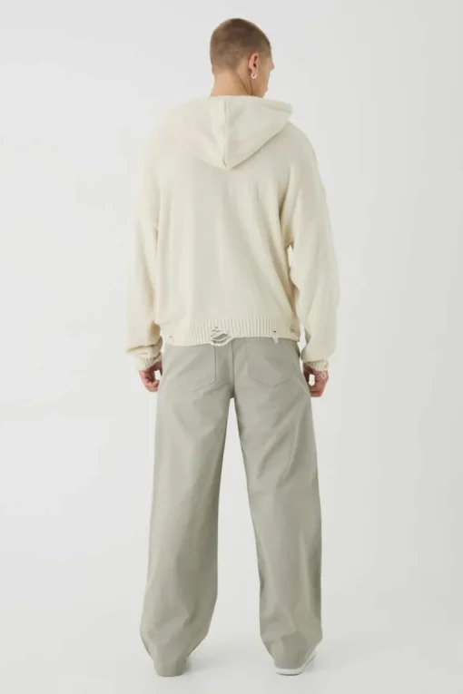 Elasticated Waist Wide Leg Pintuck Chino Trousers