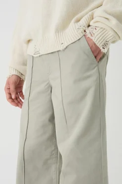 Elasticated Waist Wide Leg Pintuck Chino Trousers