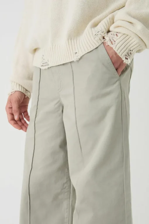 Elasticated Waist Wide Leg Pintuck Chino Trousers