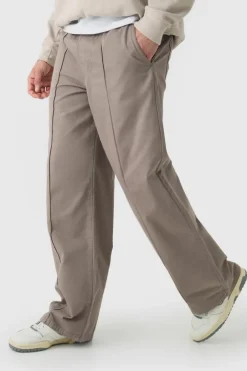 Elasticated Waist Wide Leg Pintuck Chino Trousers