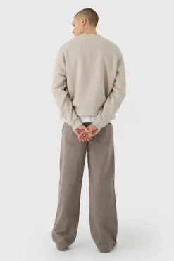Elasticated Waist Wide Leg Pintuck Chino Trousers