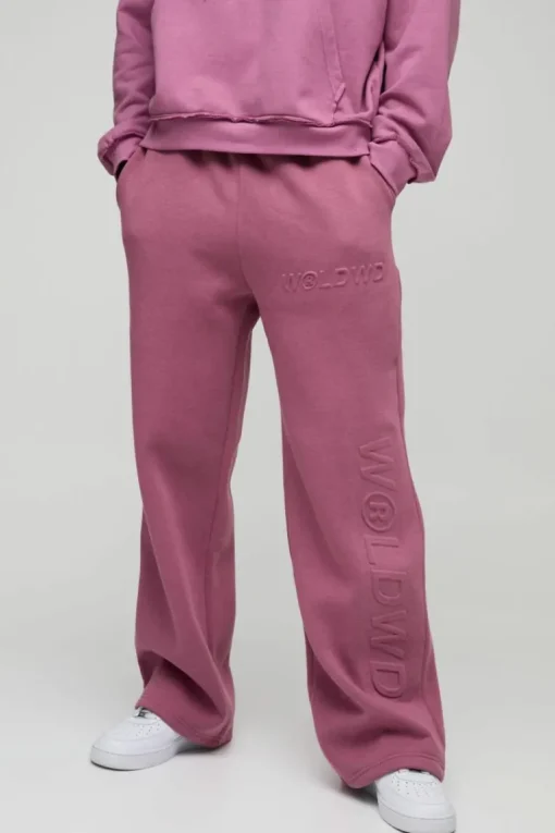 Embossed Worldwide Wide Leg Jogger