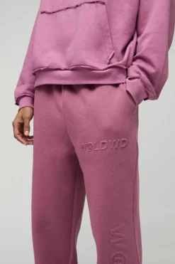 Embossed Worldwide Wide Leg Jogger