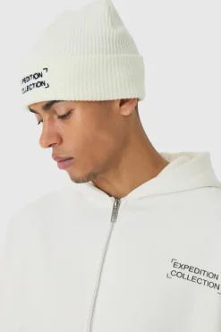 Expedition Collection Embroidered Beanie In White