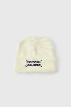 Expedition Collection Embroidered Beanie In White