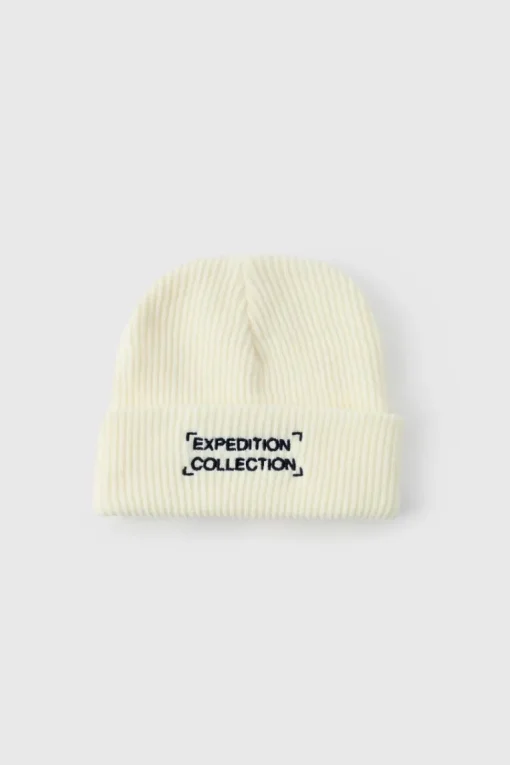 Expedition Collection Embroidered Beanie In White