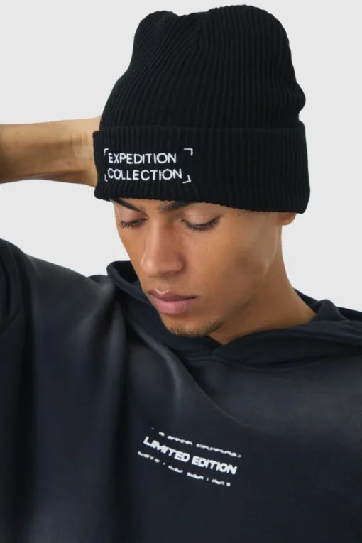 Expedition Collection Embroidered Beanie In Black