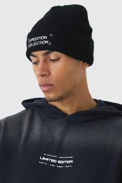 Expedition Collection Embroidered Beanie In Black