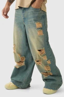 Extreme Baggy Rigid All Over Ripped Jeans