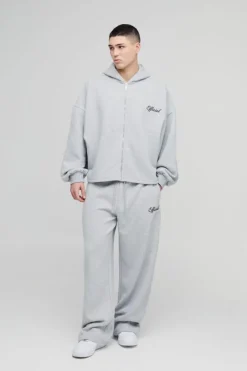 Extreme Oversized Boxy Zip Through Hoodie & Wide Leg Tracksuit