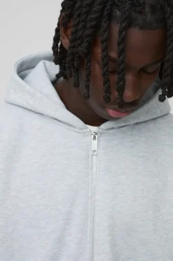 Extreme Oversized Boxy Zip Through Hoodie