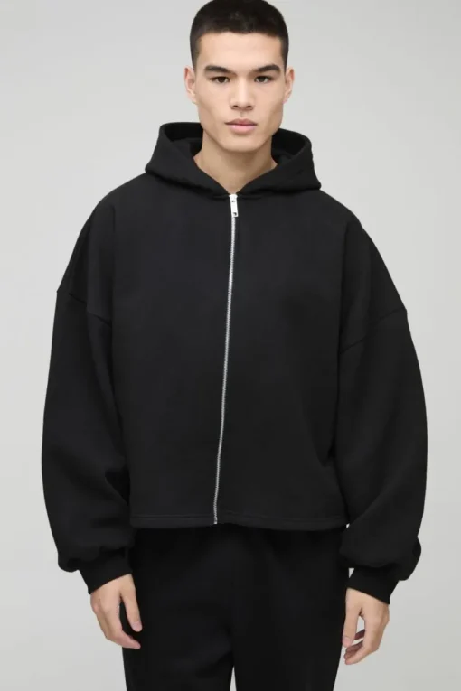 Extreme Oversized Boxy Zip Through Hoodie