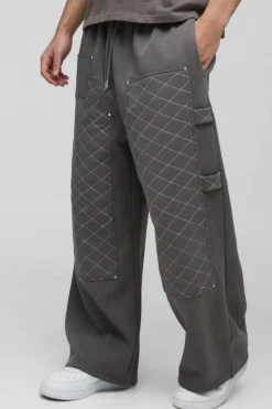 Extreme Wide Leg Carpenter Stitching Detail Joggers