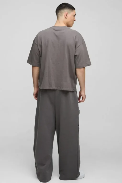 Extreme Wide Leg Carpenter Stitching Detail Joggers