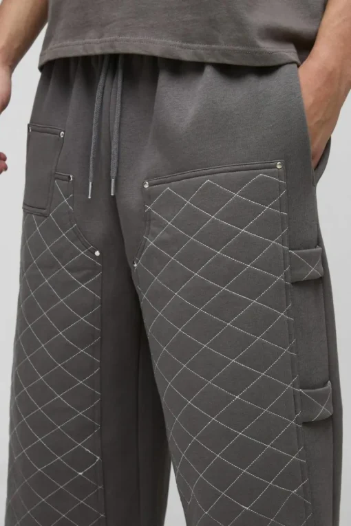Extreme Wide Leg Carpenter Stitching Detail Joggers