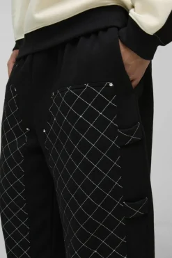 Extreme Wide Leg Carpenter Stitching Detail Joggers