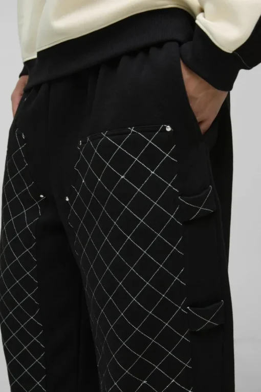 Extreme Wide Leg Carpenter Stitching Detail Joggers