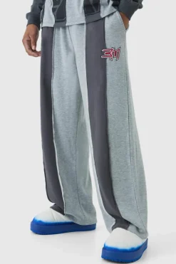 Extreme Wide Leg Double Waistband Spliced Loopback Joggers