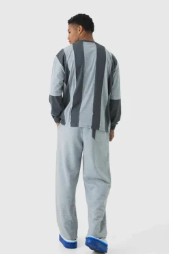 Extreme Wide Leg Double Waistband Spliced Loopback Joggers