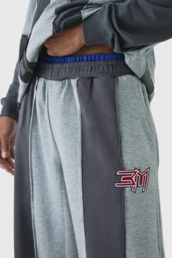 Extreme Wide Leg Double Waistband Spliced Loopback Joggers