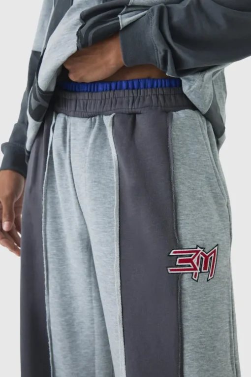 Extreme Wide Leg Double Waistband Spliced Loopback Joggers