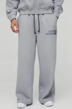 Extreme Wide Leg Heart Printed Double Waistband Jogger