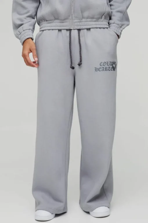 Extreme Wide Leg Heart Printed Double Waistband Jogger
