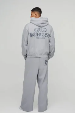 Extreme Wide Leg Heart Printed Double Waistband Jogger