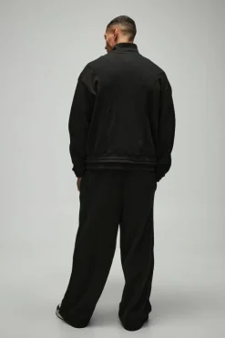 Extreme Wide Leg Heavy Rib Panelled 3D Embroidered Joggers