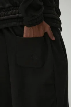 Extreme Wide Leg Heavy Rib Panelled 3D Embroidered Joggers