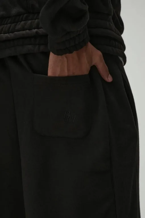 Extreme Wide Leg Heavy Rib Panelled 3D Embroidered Joggers