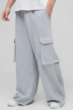 Extreme Wide Leg Raw Edge Loopback Cargo Jogger