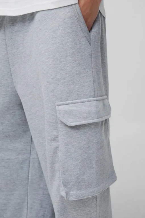 Extreme Wide Leg Raw Edge Loopback Cargo Jogger