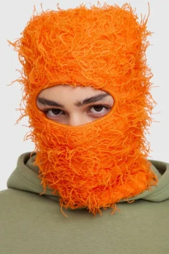 Eyelash Knit Face Covering in Orange