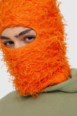 Eyelash Knit Face Covering in Orange