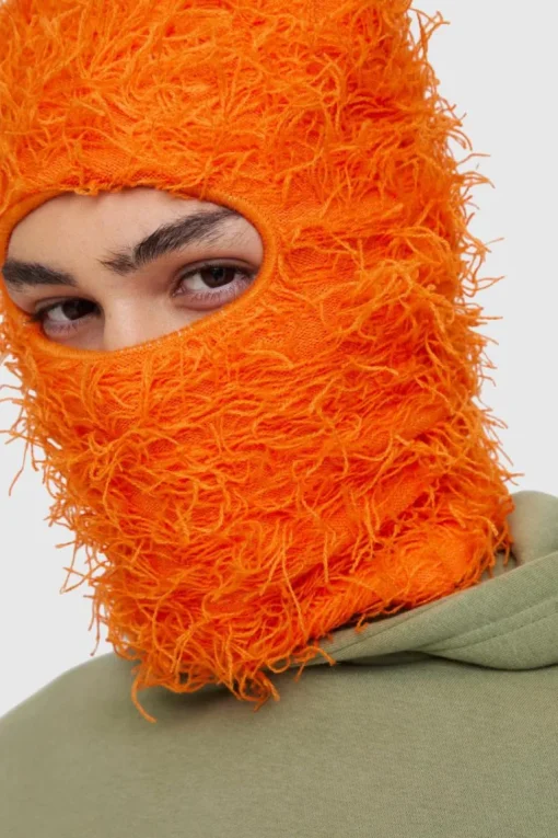 Eyelash Knit Face Covering in Orange