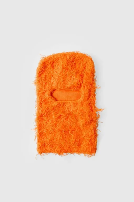 Eyelash Knit Face Covering in Orange