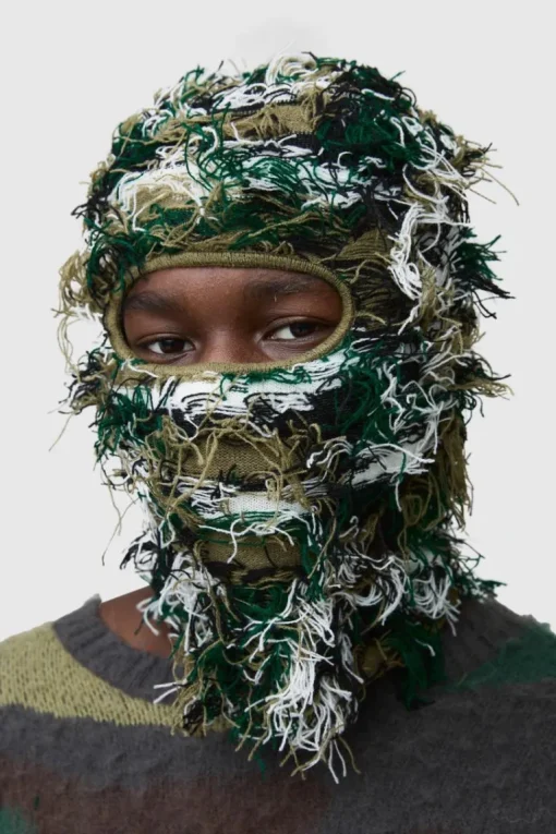 Eyelash Knit Face Covering in Black