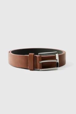 Faux Leather Belt In Brown