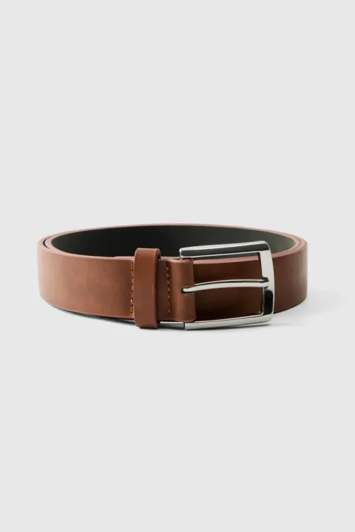 Faux Leather Belt In Brown