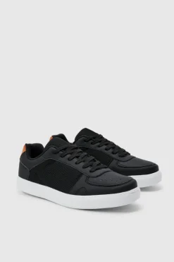 Faux Leather Panel Detail Trainer