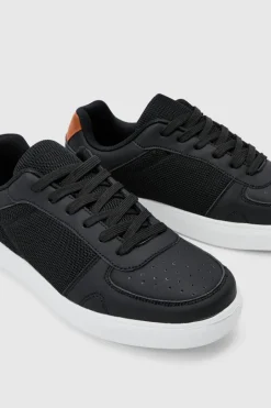 Faux Leather Panel Detail Trainer
