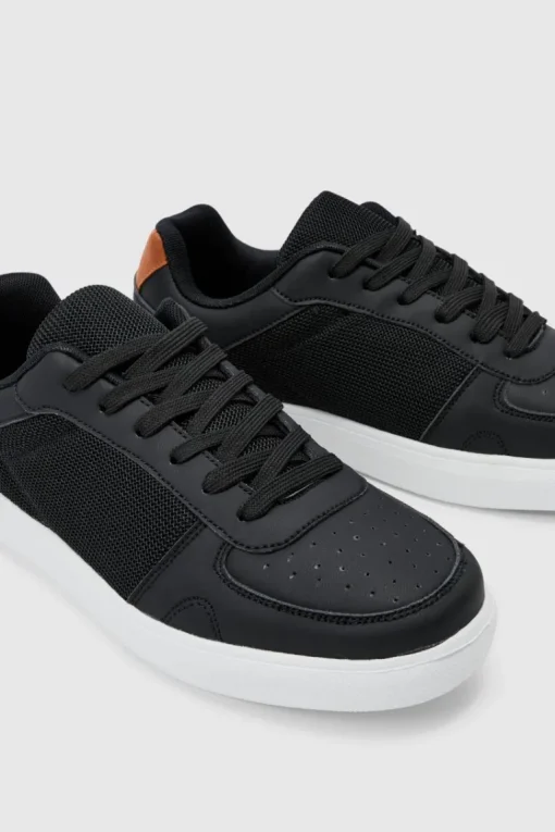 Faux Leather Panel Detail Trainer