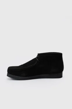 Faux Suede Apron Front Embossed Branding Shoes In Black