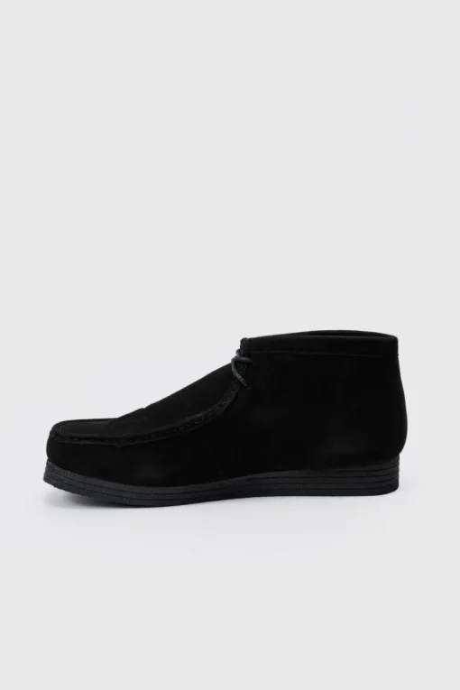 Faux Suede Apron Front Embossed Branding Shoes In Black