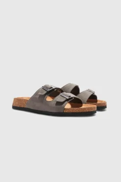 Faux Suede Buckle Sandal